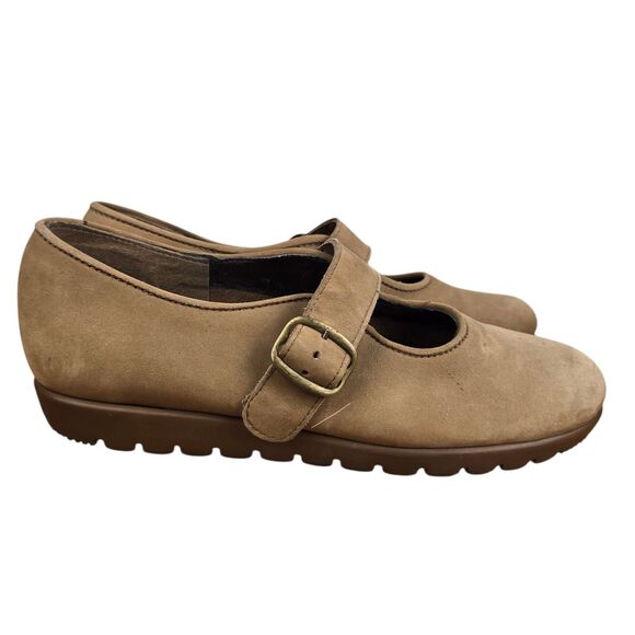 Munro American Sport Mary Jane Shoes Sz 8.5 N Buckle Tan Nubuck Suede Comfort - Picture 6 of 14